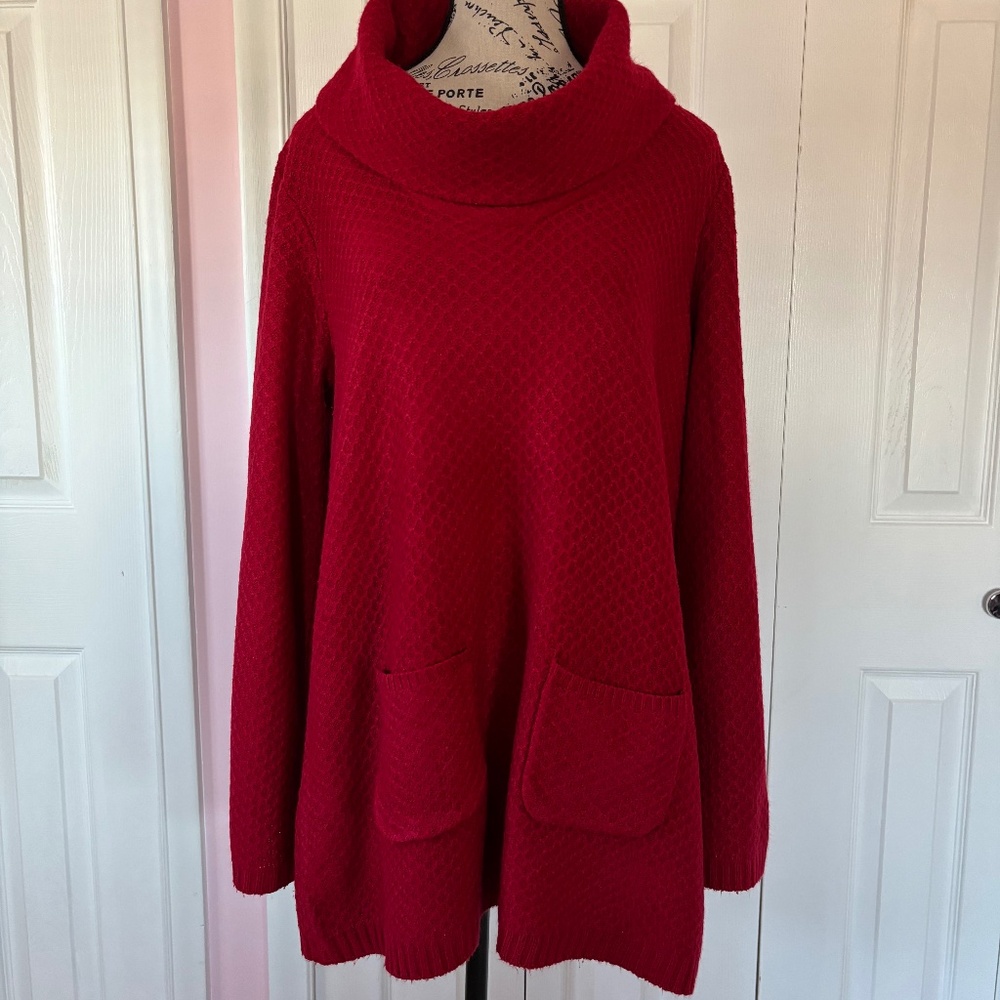 Style & co red cowl neck sweater with pockets size L